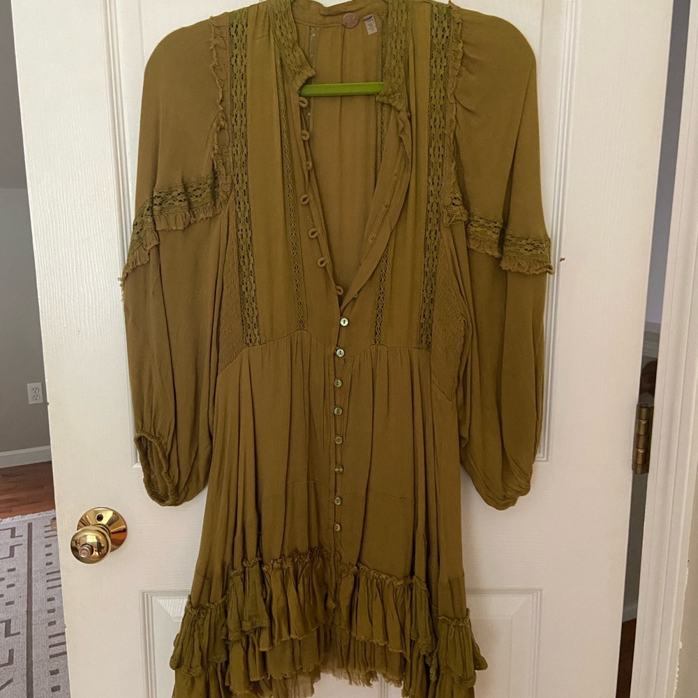 Free People Olive Green Boho Dress